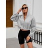 Clearlove Women Zip Up Cropped Cardigan Jacket Hooded Sweatshirts Casual Long Sleeve Top - 2 of 4