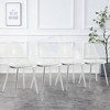 Transparent Plastic Dining Chairs Set of 6 Armless with Metal Legs for Kitchen, Makeup, or Negotiation - 3 of 4