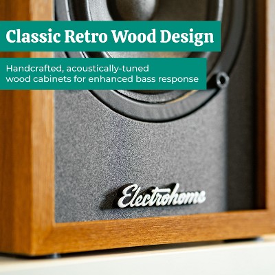 Teak and Black Belt Drive Vinyl Record Player with Bookshelf Speakers