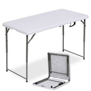 SUGIFT 4ft Portable Plastic Folding Tables for Home Garden Office Indoor Outdoor, White - 1 of 4