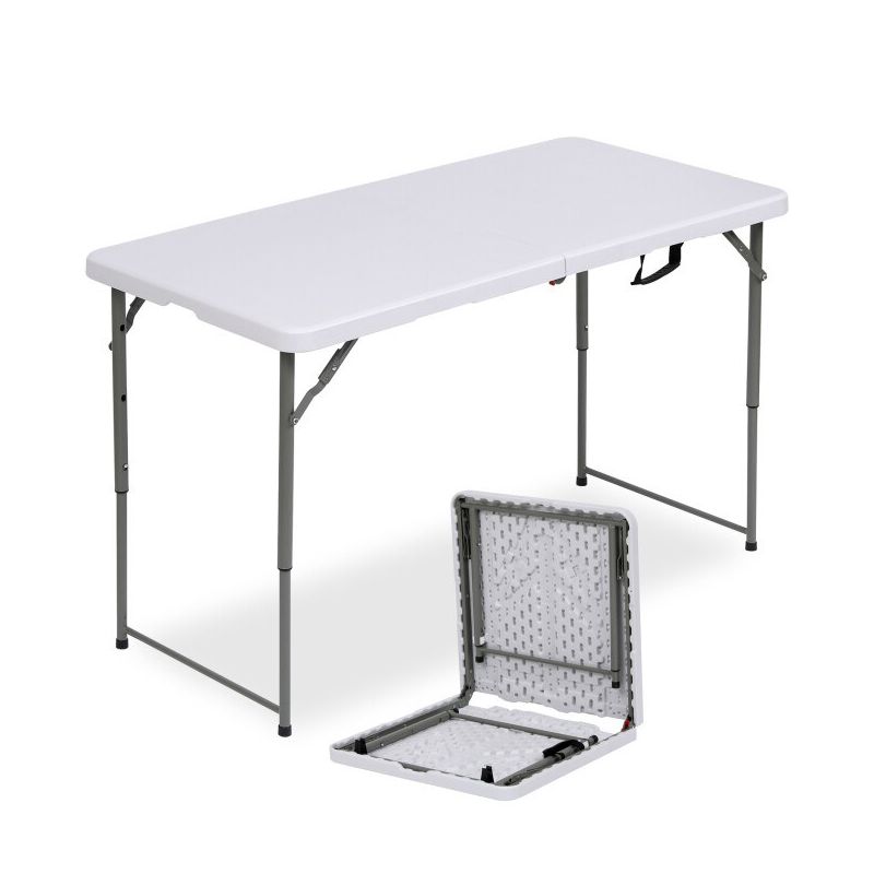 SUGIFT 4ft Portable Plastic Folding Tables for Home Garden Office Indoor Outdoor, White, 1 of 8