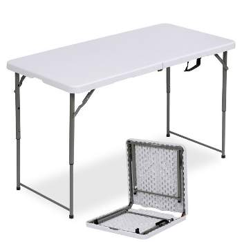 SUGIFT 4ft Portable Plastic Folding Tables for Home Garden Office Indoor Outdoor, White