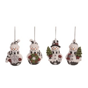 Transpac Mini Resin Buffalo Check Snowman Ornament Set of 4 Christmas Home Decorations - 1 of 1