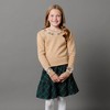 Hope & Henry Girls' Organic Long Sleeve Intarsia Trim Crew Neck Sweater, Camel Heather Trim Intarsia, XX-Small - 2 of 4