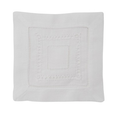 Saro Lifestyle Linen Hemstitch Cocktail Napkin, 6"x6", White (Set of 12)