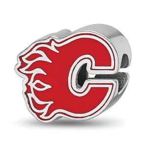 Black Bow Jewelry Sterling Silver Calgary Flames NHL Bead Charm - 1 of 4