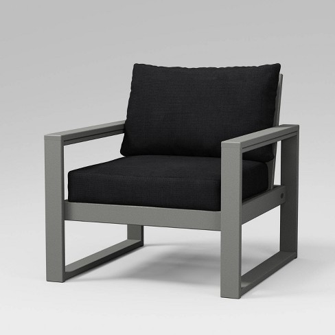 Polywood Edge Outdoor Patio Club Chair Slate Gray/midnight Linen ...