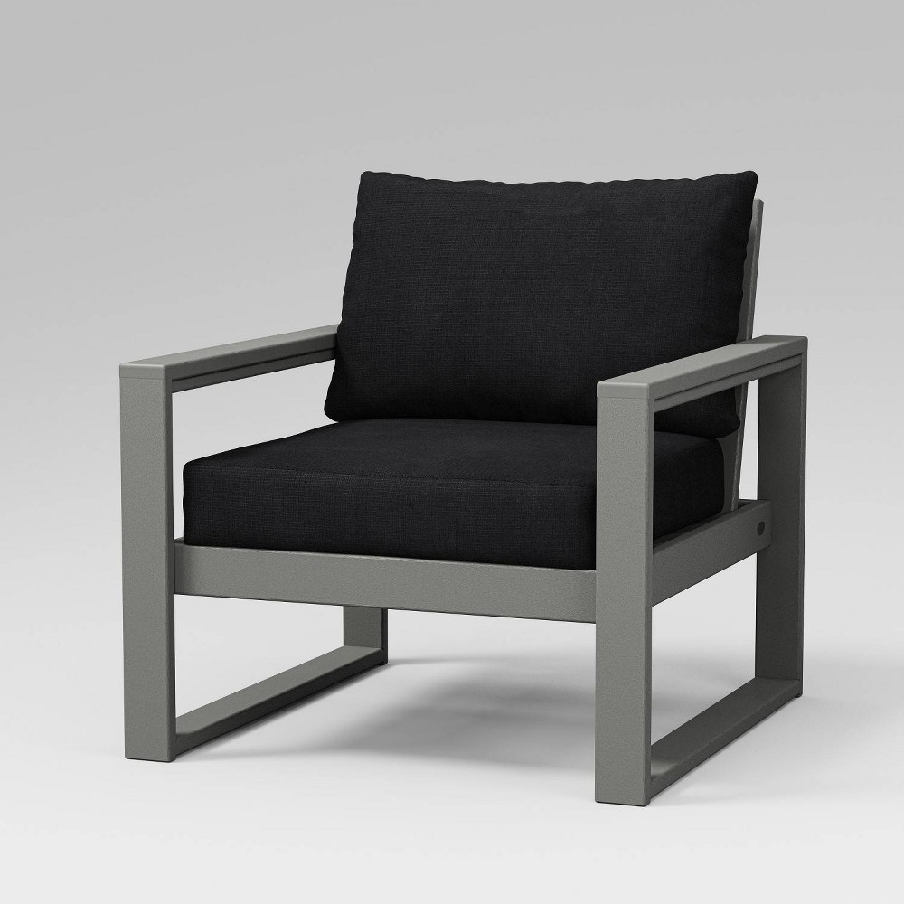 Photos - Chair POLYWOOD EDGE Outdoor Patio Club  Slate Gray/Midnight Linen