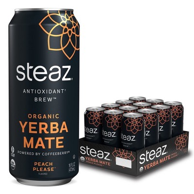 Steaz Peach Please Tea - 16 Oz Can (Pack of 12 )