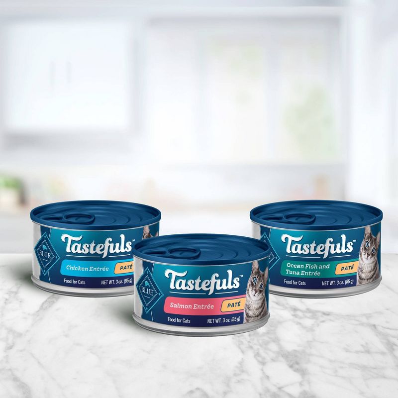 Blue Buffalo Tastefuls Natural Pate Wet Cat Food Variety Pack with Salmon, Chicken, Ocean Fish &#38; Tuna Entr&#233;es - 3oz/12ct, 6 of 8