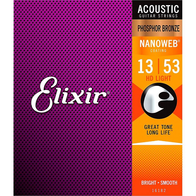 Elixir Phosphor Bronze Acoustic Guitar Strings With NANOWEB Coating, HD Light (.013-.053), 3 of 4