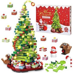 Aoibox 1206 Piece Christmas Tree Building Blocks Set 2025 Advent Calendar 24 Day Countdown Holiday Toy Gift for Adults Teens Kids - 1 of 4
