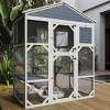 LAOTIES 71" Wooden Outdoor Catio,Large Cat Enclosure with Waterproof Roof,3 Platforms And 2 Cozy Napping Houses - 3 of 4