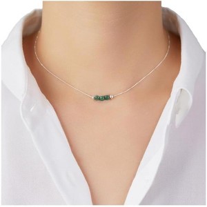 925 Sterling Silver Choker Necklace, Handmade with 3 Birthstone Beads for Women Jade - 1 of 4