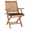vidaXL Solid Teak Wood Patio Chairs with Comfortable Taupe Cushions - Set of 2 - Weather Resistant - 2 of 4