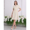 INSPIRE CHIC Women's Elegant A-Line Choker V Neck Belted Wear to Work Fit and Flare Dress - 2 of 4
