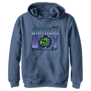 Boy's Marvel Birthday Boy Hulk Mech Suit Punch Pull Over Hoodie - 1 of 4