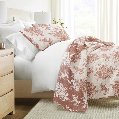 Becky Cameron Ultra-Soft Microfiber Quilt Set – Bedding in Distressed Bouquet Design by Becky Cameron, Distressed Bouquet Terracotta, King/California King — фото 6