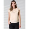 Allegra K Women's Satin Cap Sleeve Pleated Casual Work Office Blouse - 3 of 4