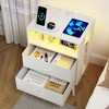 Vynxaria 2 Pack Modern Nightstand with Charging Station, LED Light & Fabric Drawers - Stylish & Functional Bedside Tables - 3 of 4