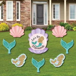 Big Dot of Happiness Let's Be Mermaids - Yard Sign & Outdoor Lawn Decorations - Baby Shower or Birthday Party Yard Signs - Set of 8 - 1 of 4