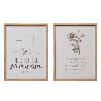 Transpac Wood 15.7 in. Reversible Easter/Inspirational Decor