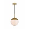 Elegant Lighting Eclipse 1 Light Chrome Pendant With Frosted White Glass - 3 of 4