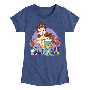 Girls' - Disney Princess - Belle with Book Fitted Short Sleeve Graphic T-Shirt - 1 of 4