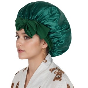 Anna-Kaci Silk Bonnet for Sleeping Satin Lined Hair Bonnet with Long Tie Band for Women Curly Hair - 1 of 4