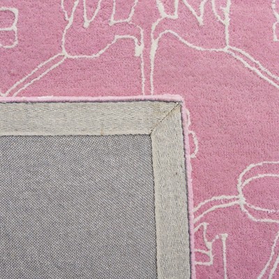 Art Deco Pink Ivory Tufted Wool Silk Area Rug - 6' x 9'