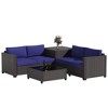 Decksplore Outdoor Lounge Set PE Wicker with Iron Frame Navy Blue Sofa & Coffee Table Combo - 2 of 4