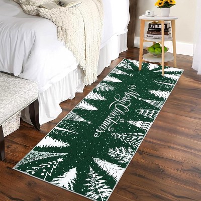 Christmas Washable Area Rug, Non Slip Low Pile Non Shedding Throw Carpet, Soft Mat for Living Room Bedroom Dinning Room Holiday Decor