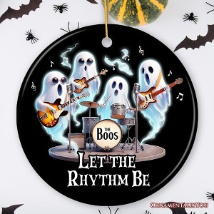 Let the Rhythm Be Ghost Band Ornament, Whimsical Music Gift Guitar Rock Style Circle 3 - 1 of 4