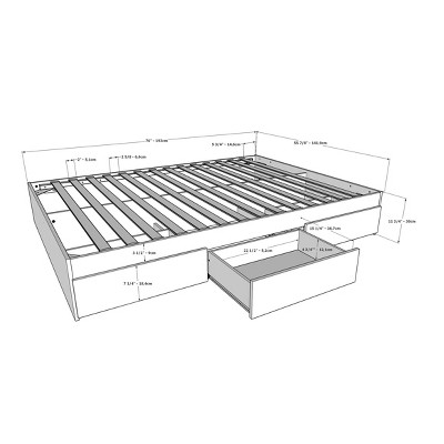 Bark Gray Full Double 3-Drawer Storage Platform Bed