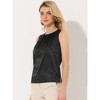 Allegra K Women's Satin Round Neck Sleeveless Work Office Pleated Blouse - 2 of 4