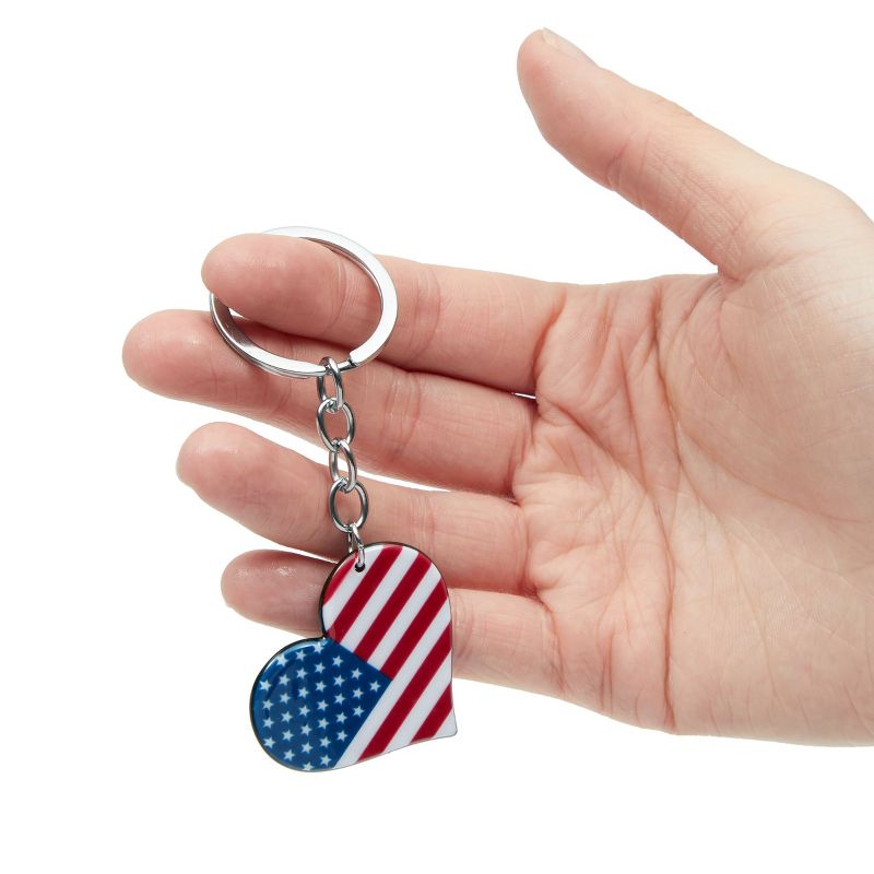Juvale 24 Pack American Flag Metal Keychain, USA Heart Enamel Keychain, Party Favors Souvenir Gifts for 4th of July, 2 x 4 in, 4 of 6