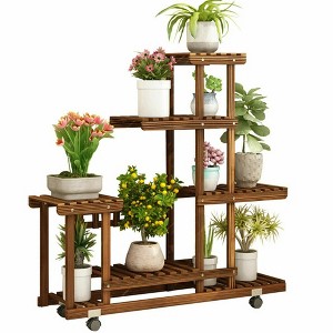 Home Collection Tall Rolling Wooden Plant Stand with Wheels : Target