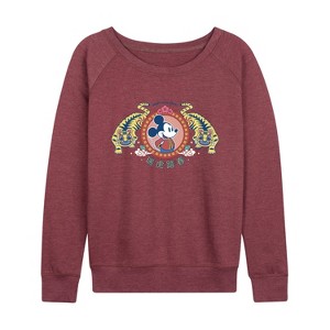 Women's - Disney - Happy New Year Mickey Lightweight French Terry Wide Neck Long Sleeve Shirt - 1 of 4