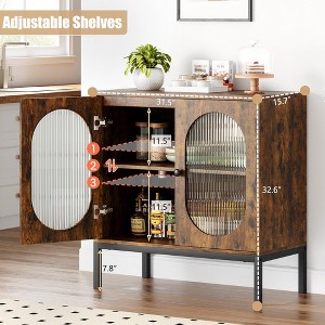 Buffet Cabinet, Rattan Storage Cabinet with Doors and Shelves - 1 of 4