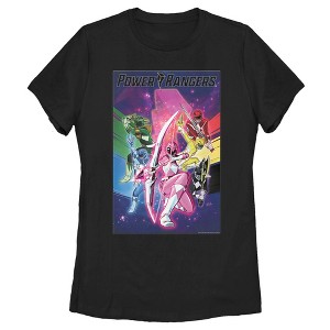Women's Power Rangers Cartoon Poster T-Shirt - 1 of 4