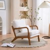 KTMBDW Accent Chair Wide Armrest Mid-Century Lounge Chair Linen Fabric Armchair with Lumbar Pillow & Oak Wood Frame for Living Room, Bedroom, Balcony - 3 of 4