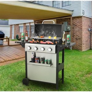 ELJGET 3/4 Burner BBQ Propane Gas Grill, Stainless Steel 30,000 BTU Patio Garden Barbecue Grill with Two Foldable Shelves - 1 of 4