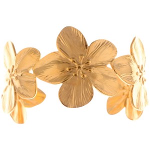 Anna-Kaci Textured Gold Cuff Bracelet with Ball Accents - 1 of 4
