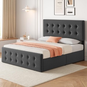 Bed Frame with 4 Storage Drawers and Headboard - 1 of 4