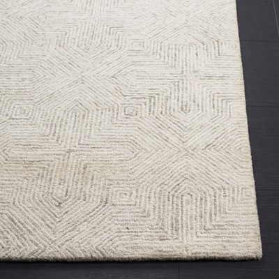Handmade Grey and Ivory Wool Abstract 4' x 6' Area Rug