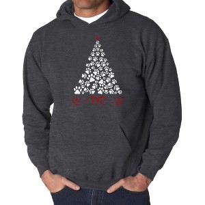 LA Pop Art Paw Christmas Tree - Men's Word Art Hooded Sweatshirt - 1 of 4