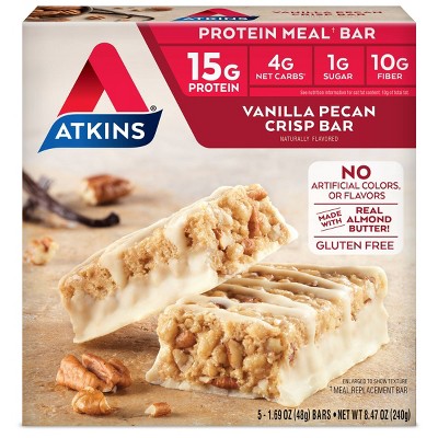 Photo 1 of Atkins Almond Butter Meal Bars - Vanilla Pecan Crisp - 5ct
EXP:15 FEB 2021