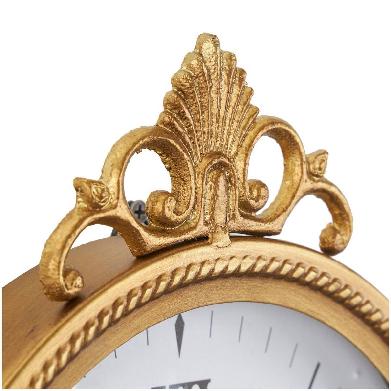 15&#34;x11&#34; Metal Antique Inspired Wall Clock with Scrolled Finial Gold - Olivia &#38; May, 3 of 11