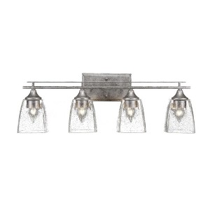 Toltec Lighting Uptowne 4 - Light Vanity in  Aged Silver with 4.5" Square Clear Bubble Shade - 1 of 1