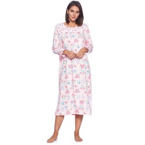 Casual Nights Women's Long Floral & Lace Henley Nightgown - 1 of 4
